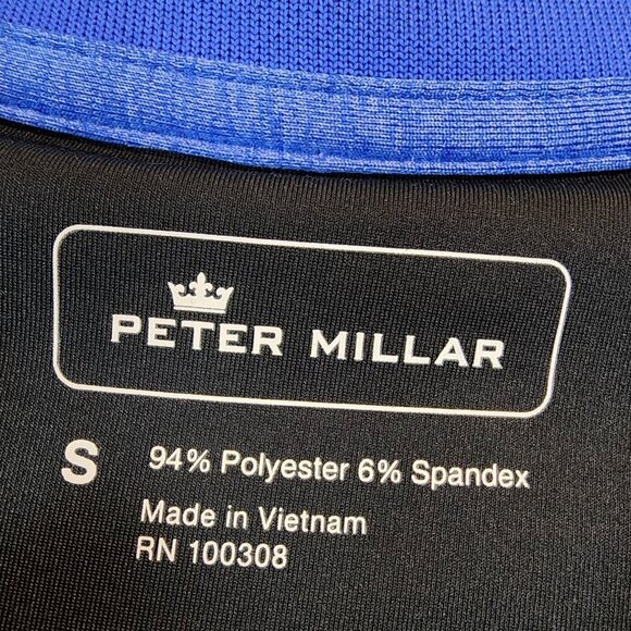 Peter Millar Women's Golf Polo Black Blue Outdoor Sun Protection Henley Polo Sm - Picture 3 of 8